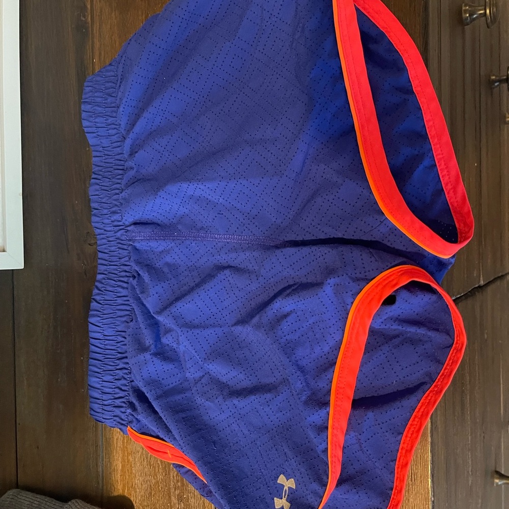 Under Armour Blue Athletic Shorts with Orange Trim